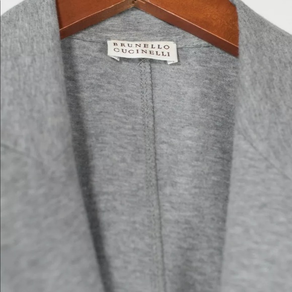 Brunello Cucinelli Women's Size Large White Gray Shirt Dress Knit Sweater Dress - Picture 2 of 6